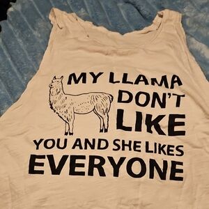 White Tank Top with Llama Print
